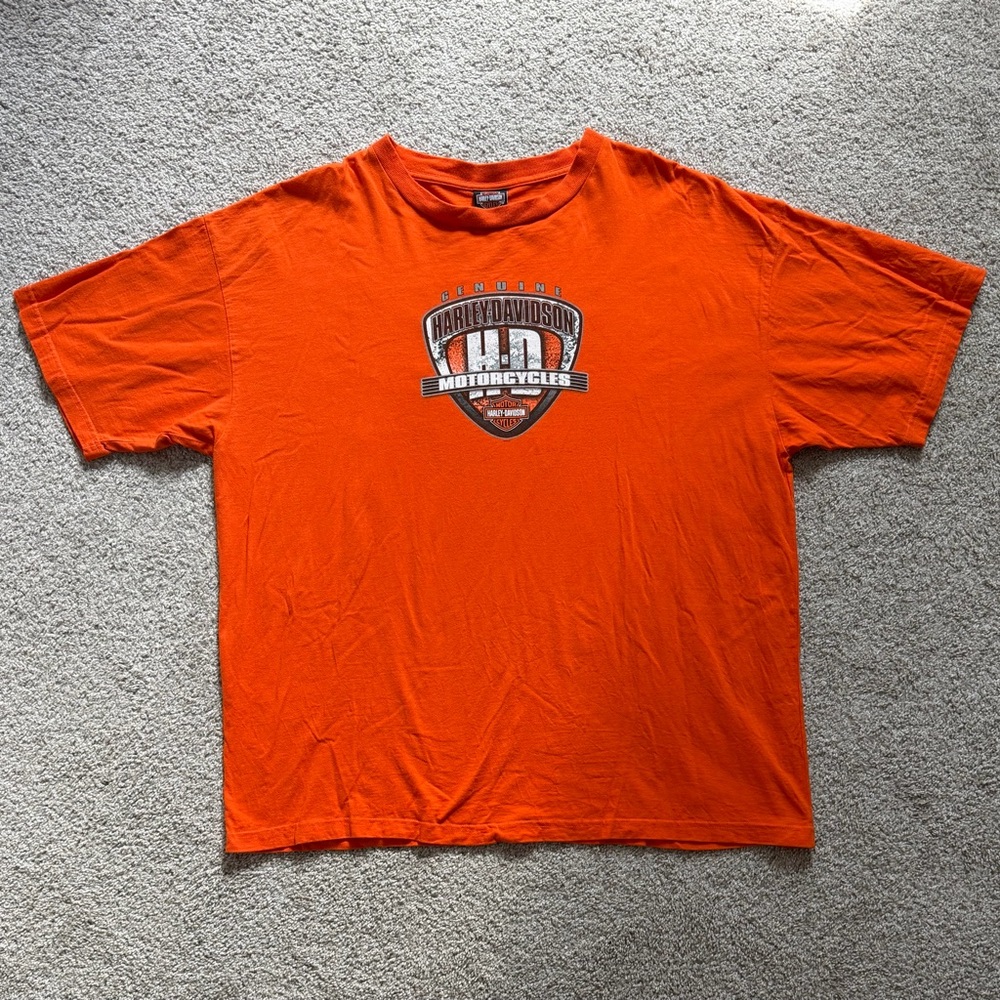Harley Davidson T-Shirt 3XL Orange Manchester NH Dealership Graphic